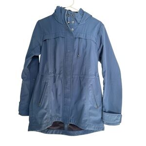 Athleta Women’s Drizzle Jacket Blue indigo full zip up hooded Size S Rain Coat